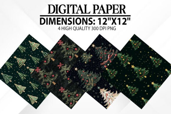 Christmas Tree Embroidery Digital Papers