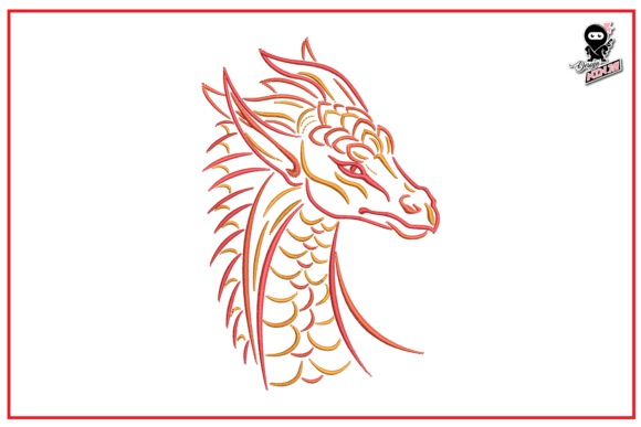 Dragon Head Silhouette Embroidery