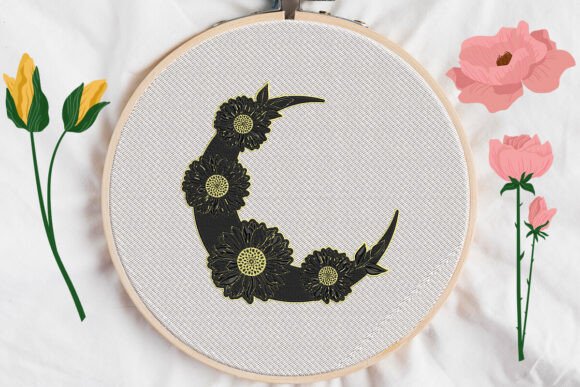 Moon Sunflower Embroidery