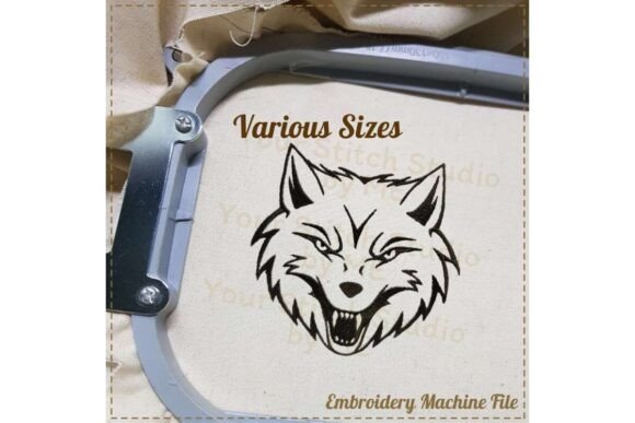 Wolf Embroidery Design–Mascot School